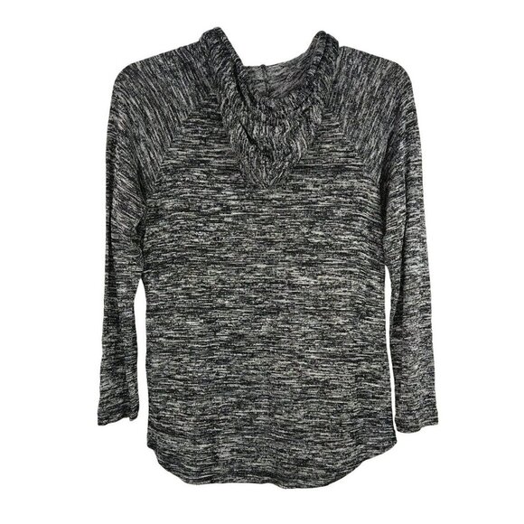 No Boundaries Knit Hooded Top Juniors Size XL 15-17 Space Dye White Black - Picture 3 of 5